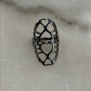 Chic Silver Heart Pattern Ring